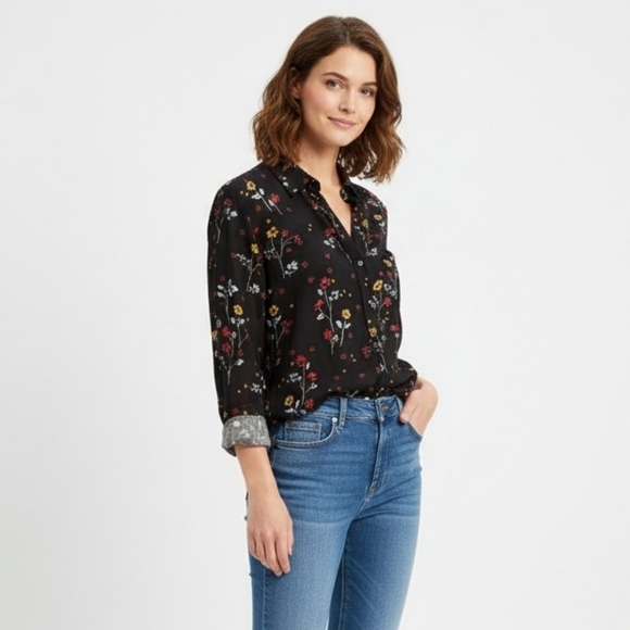 NWT Bll New York Women's Button Down Long Sleeve Floral Shirt, Size M - Picture 1 of 5